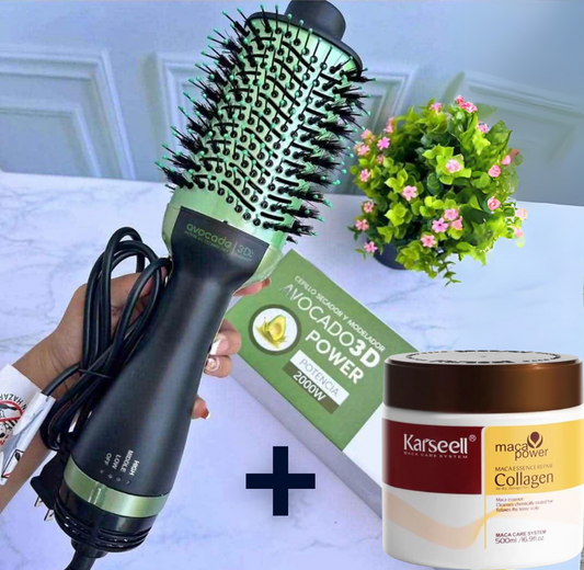 Regalo para Mamá ♥️✨  Cepillo secador de pelo + Mascarilla Antifriz de Colágeno con Vitamina E (Envío GRATIS)